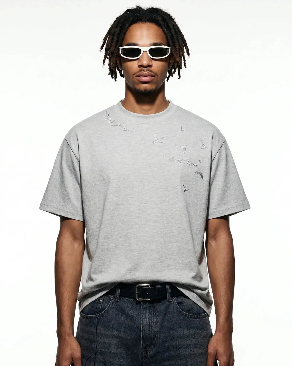 Dove Embroidered Mock Neck T-Shirt | Inflation Streetwear