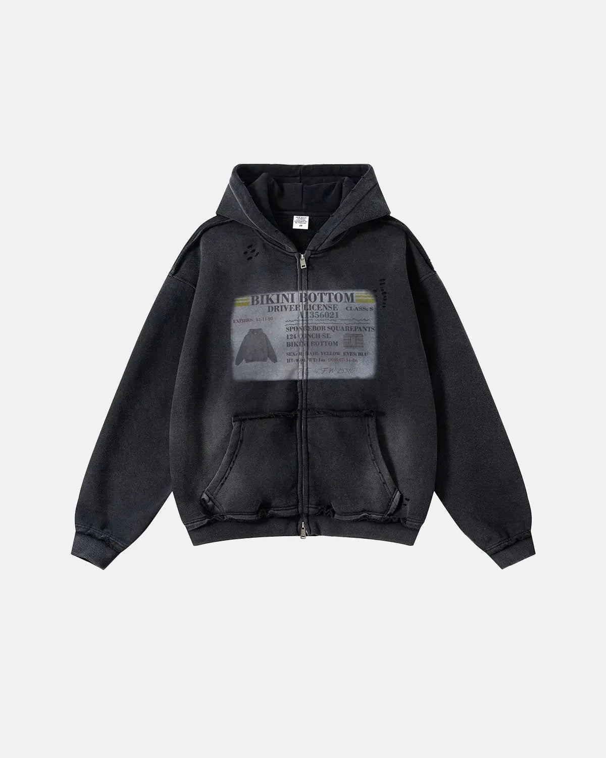 Graphic Ripped Washed Zip Up Hoodies | Inflation Streetwear