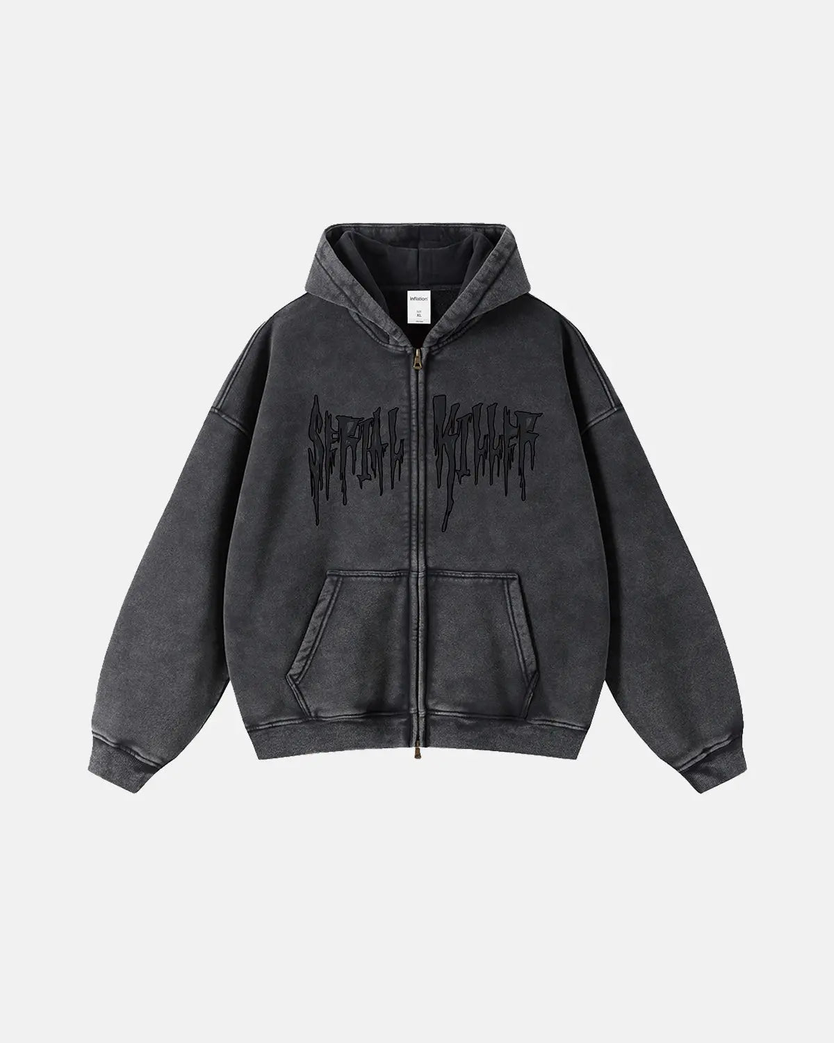 Gothic Acid Wash Zip Up Hoodies | Inflation Streetwear