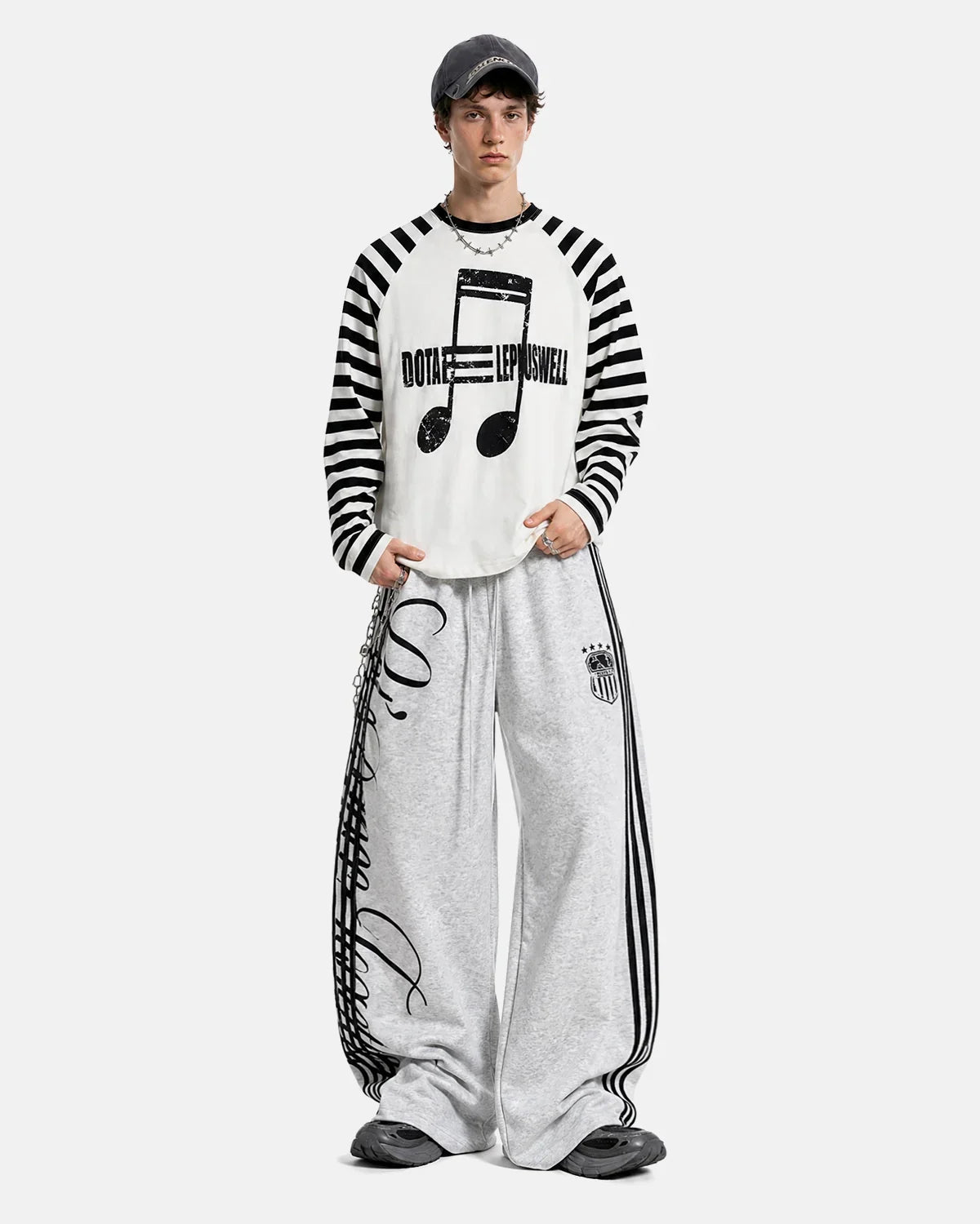 Music Graphic Striped Long Sleeve T-Shirt | Inflation Streetwear
