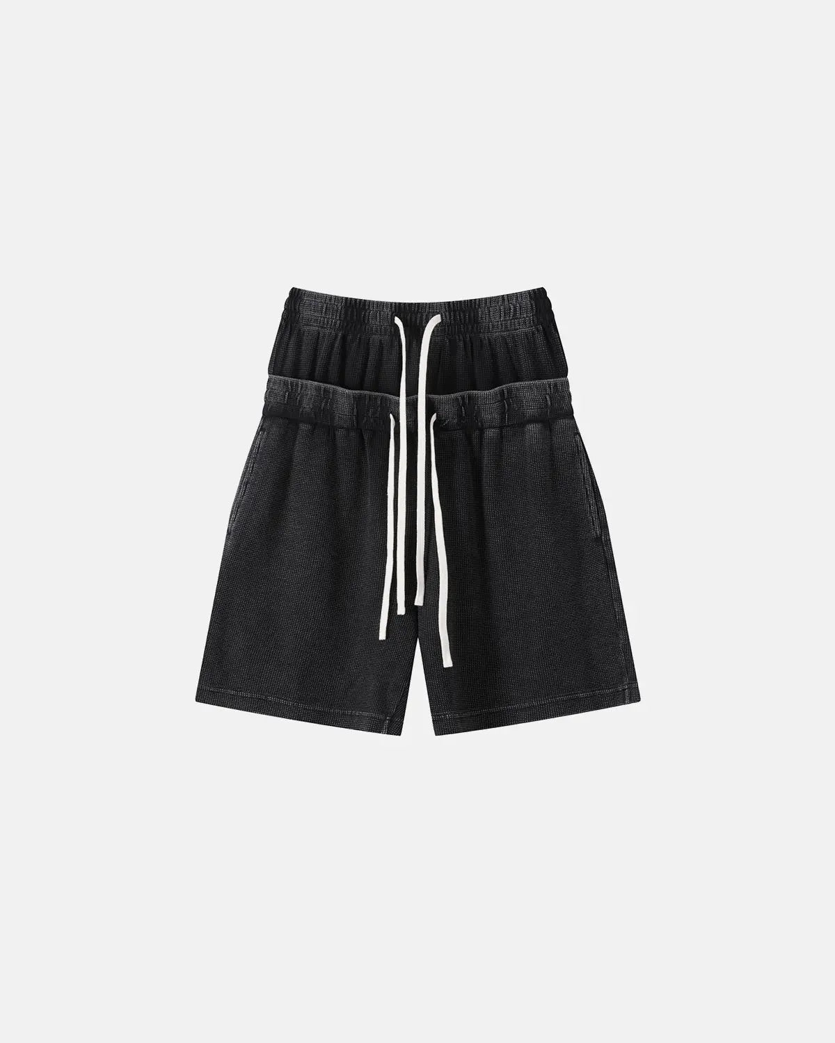 Double Waist Acid Wash Waffle Shorts | Inflation Streetwear