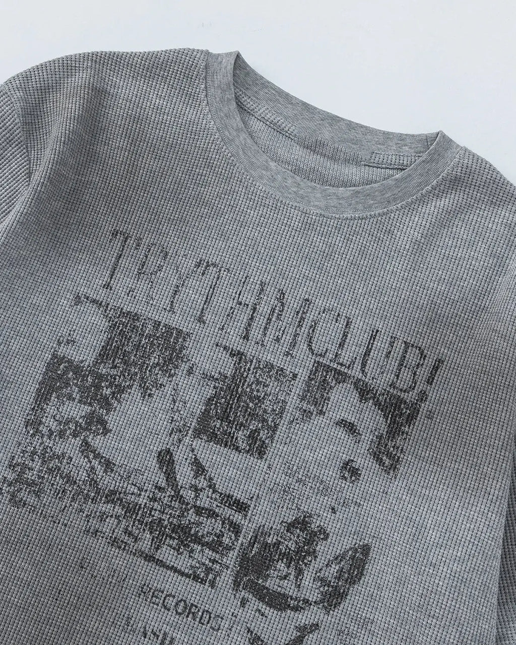 Distressed Graphic Waffle Tee | Inflation Streetwear