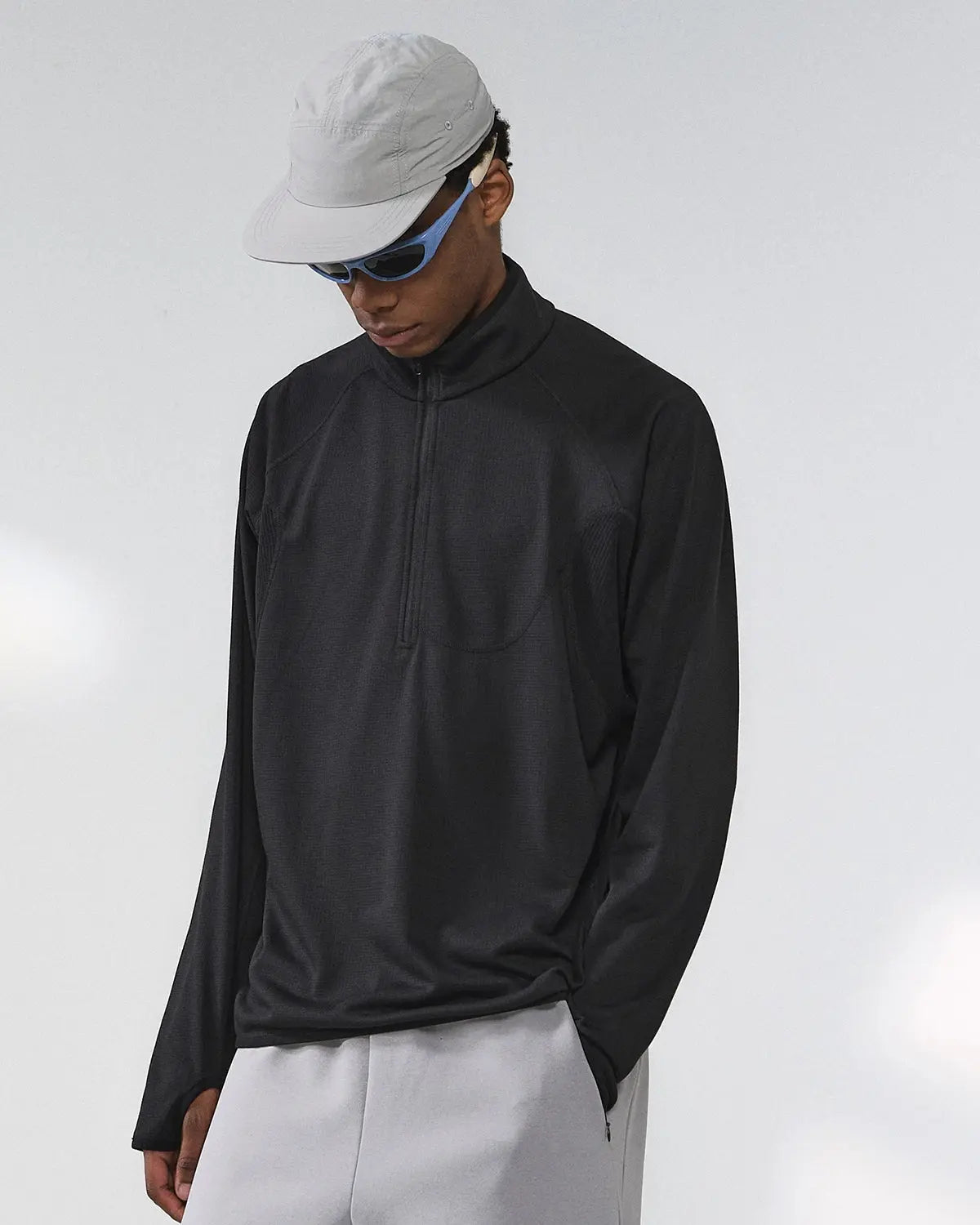 Breathable Grid Fleece Half-Zip Sweatshirt | Inflation Streetwear