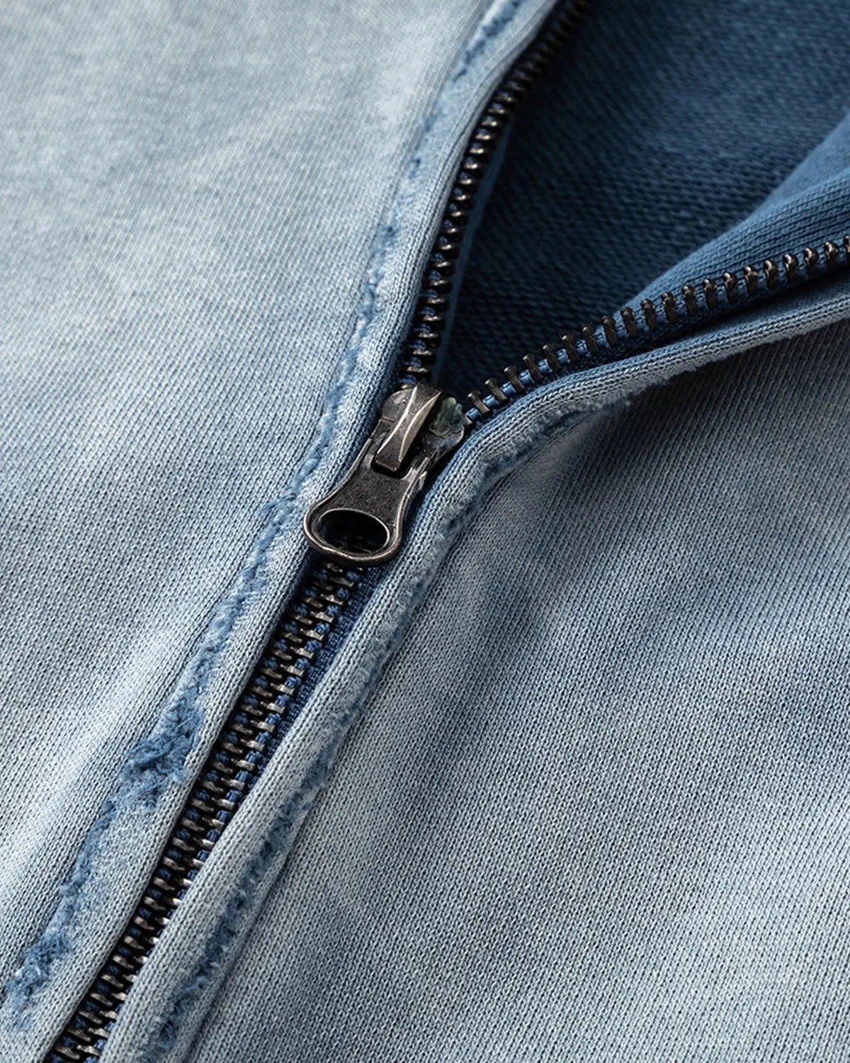 Blue Distressed Acid Wash Zip Up Hoodies | Inflation Streetwear