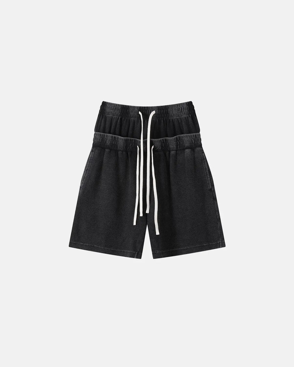 Double Waist Acid Wash Waffle Shorts | Inflation Streetwear
