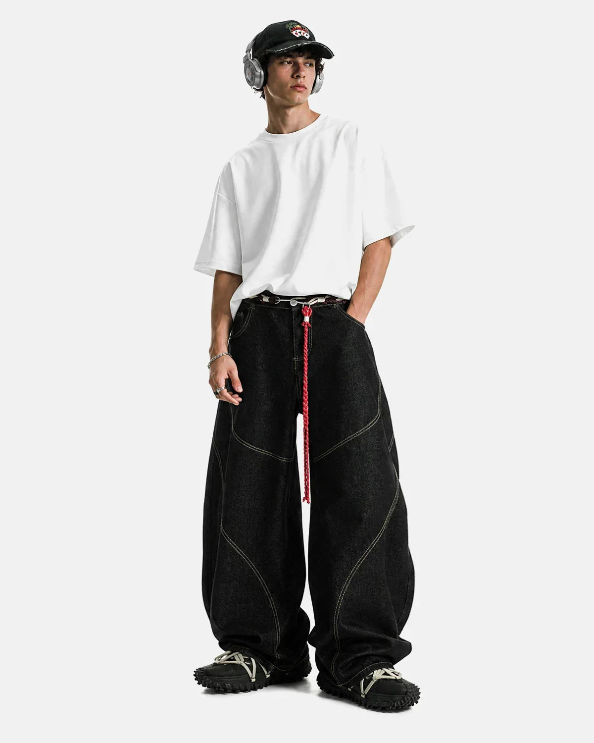 Acid Wash Stitching Baggy Jeans | Inflation Streetwear
