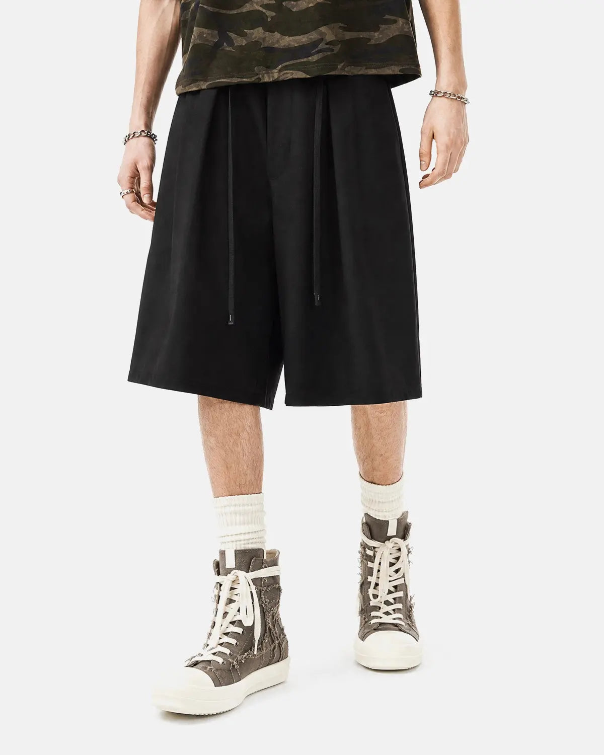 Drawstring Wide-Leg Tailored Shorts | Inflation Streetwear