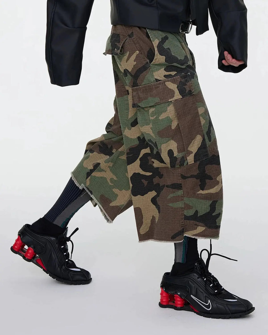 Oversized Camo Cargo Longline Shorts | Inflation Streetwear