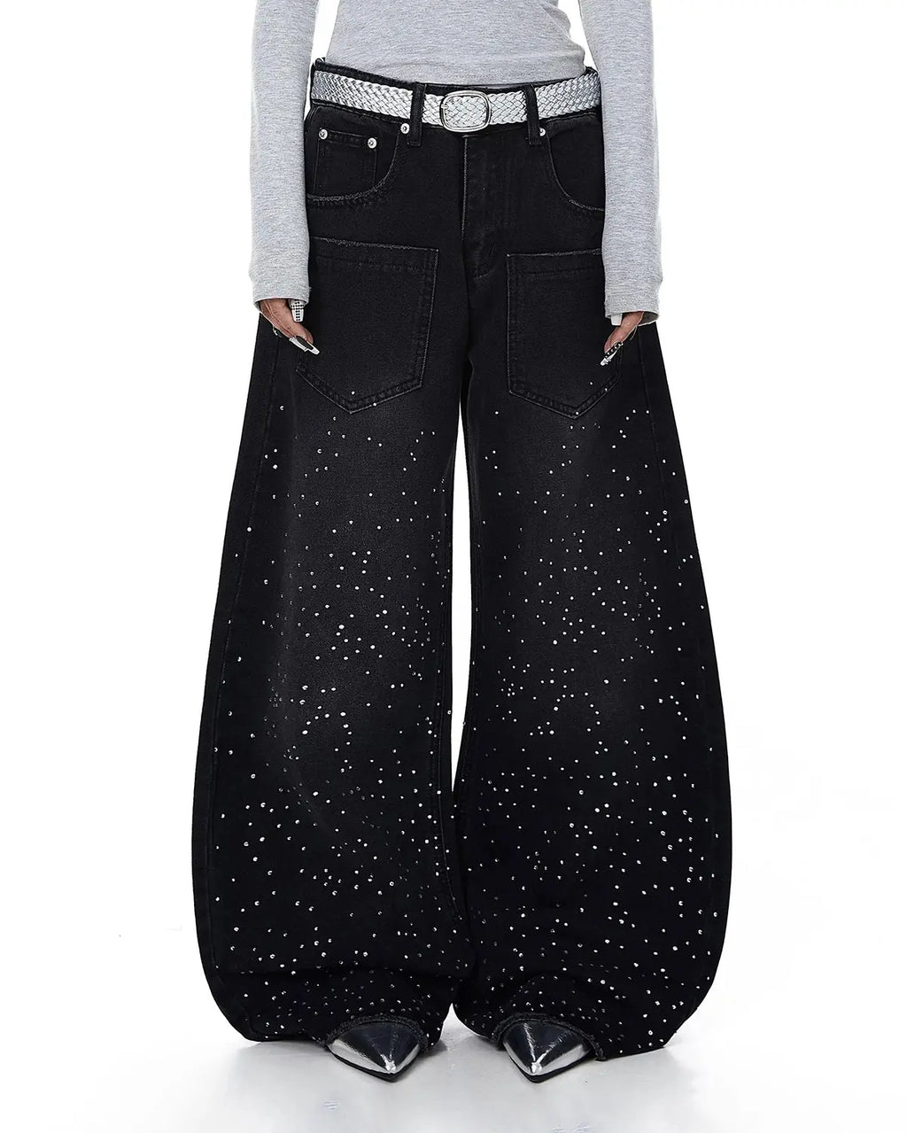 Acid Wash Rhinestone Baggy Jeans | Inflation Streetwear