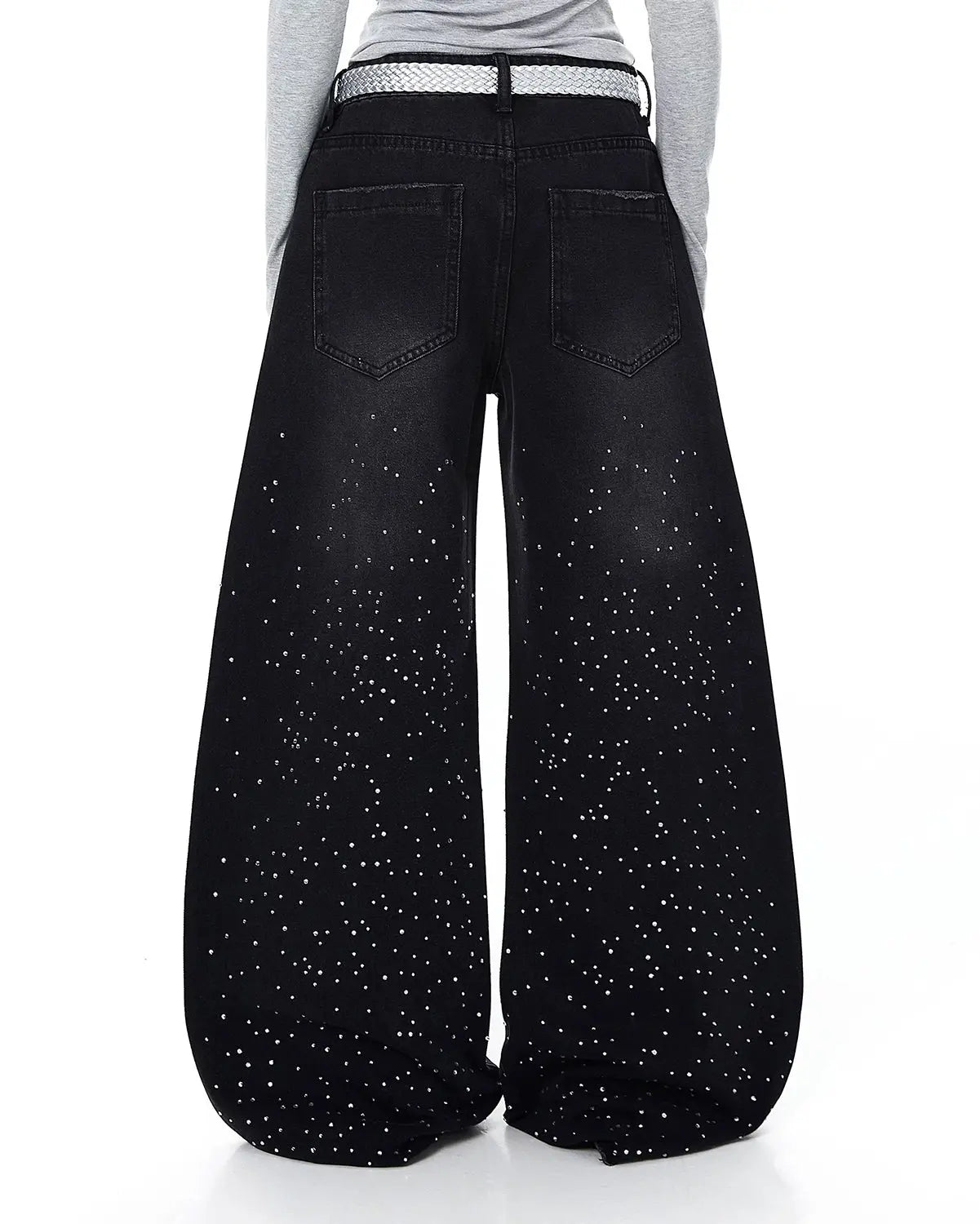 Acid Wash Rhinestone Baggy Jeans | Inflation Streetwear