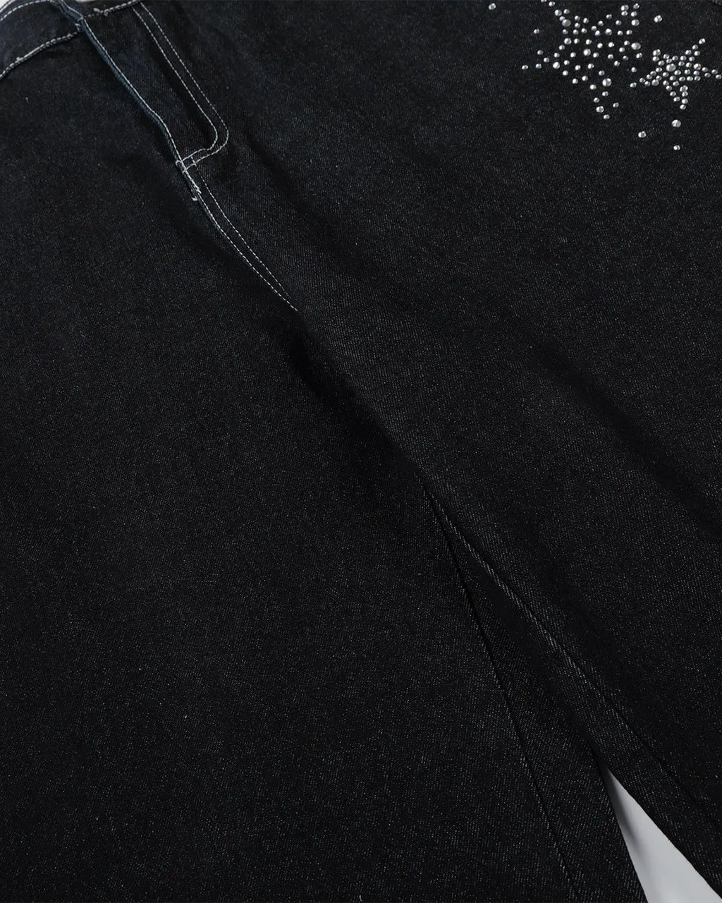 Star Rhinestone Denim Shorts | Inflation Streetwear