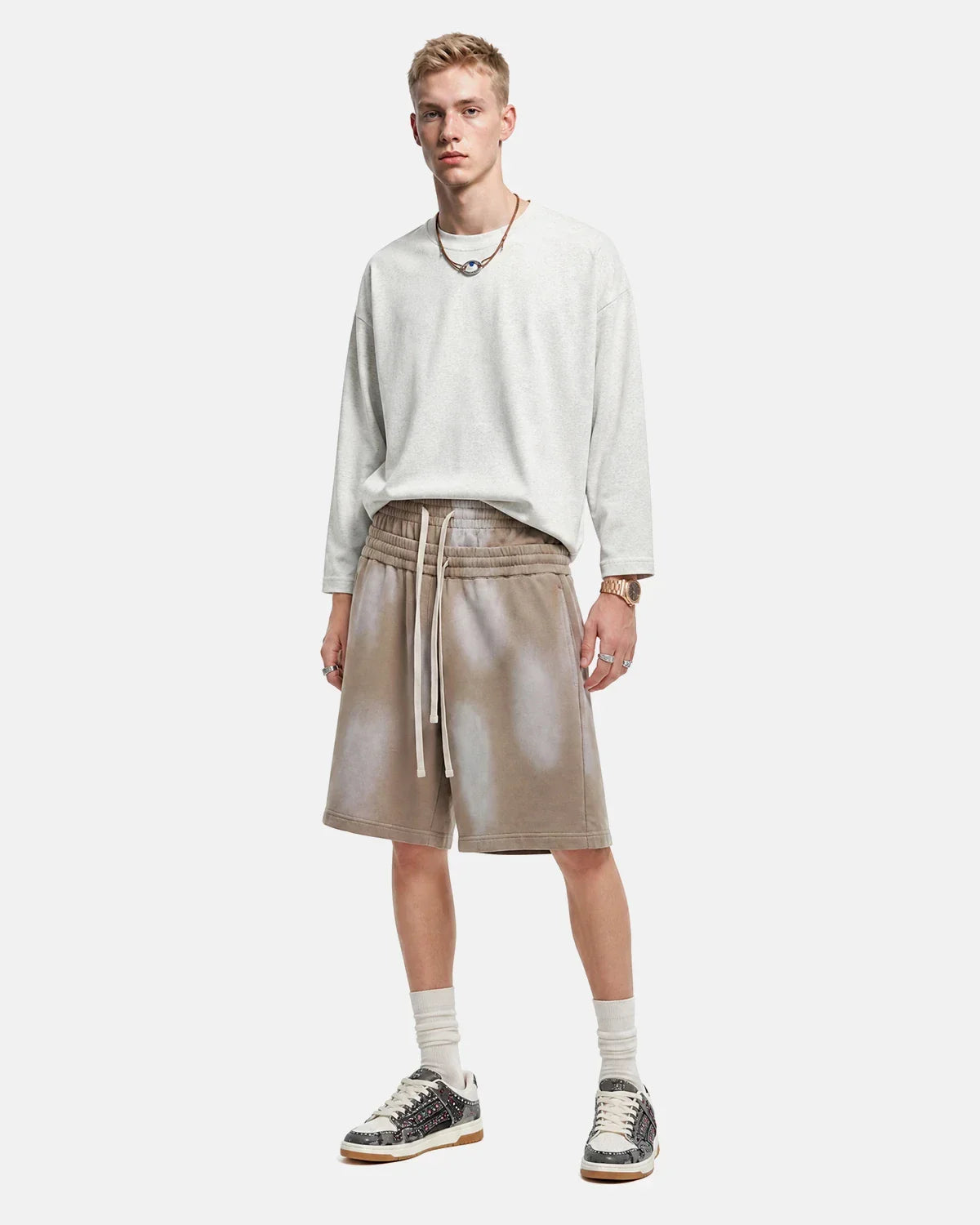 Double Waist Monkey Wash Sweat Shorts | Inflation Streetwear