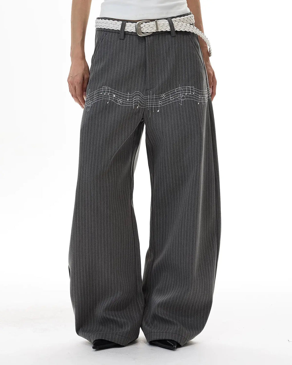 Pinstripe Cinch Back Tailored Pants | Inflation Streetwear