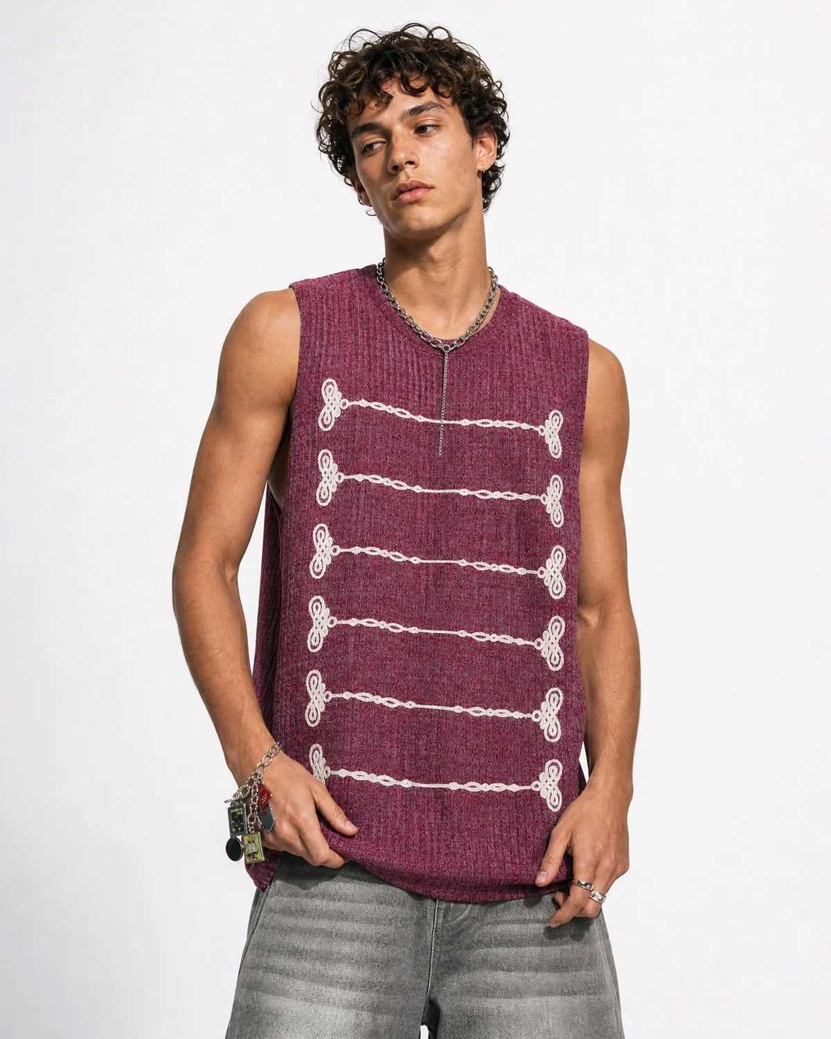 Embroidered Knit Tank Top | Inflation Streetwear