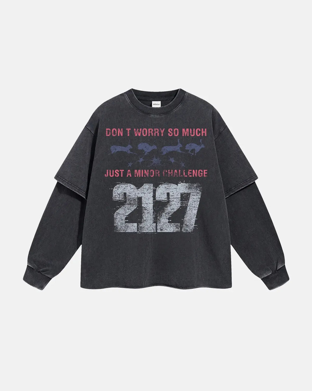 Black Acid Wash Layered Tees | Inflation Streetwear