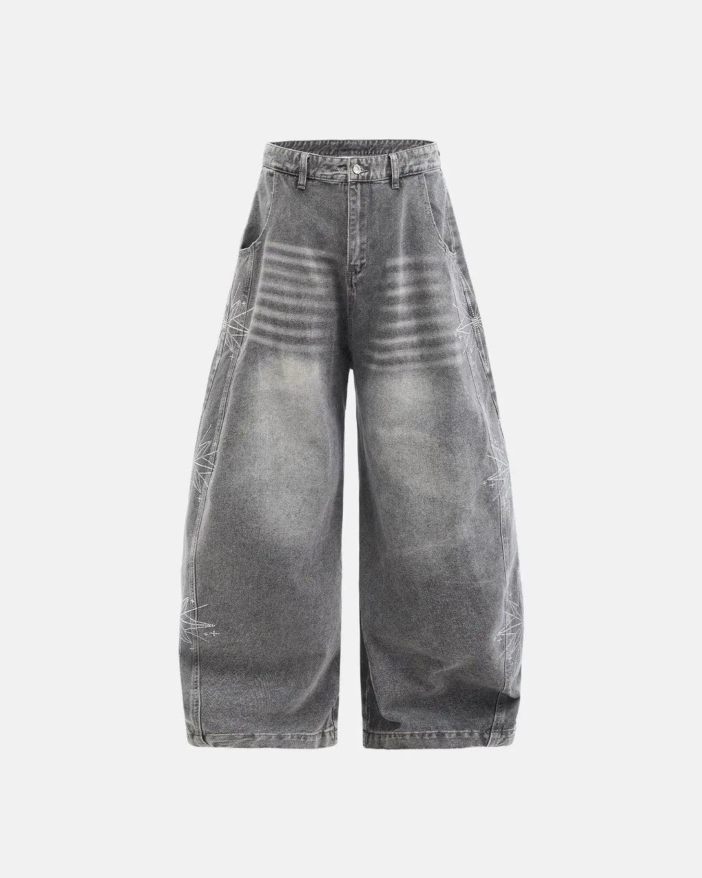 Star Graphic Rhinestone Barrel Baggy Jeans | Inflation Streetewear