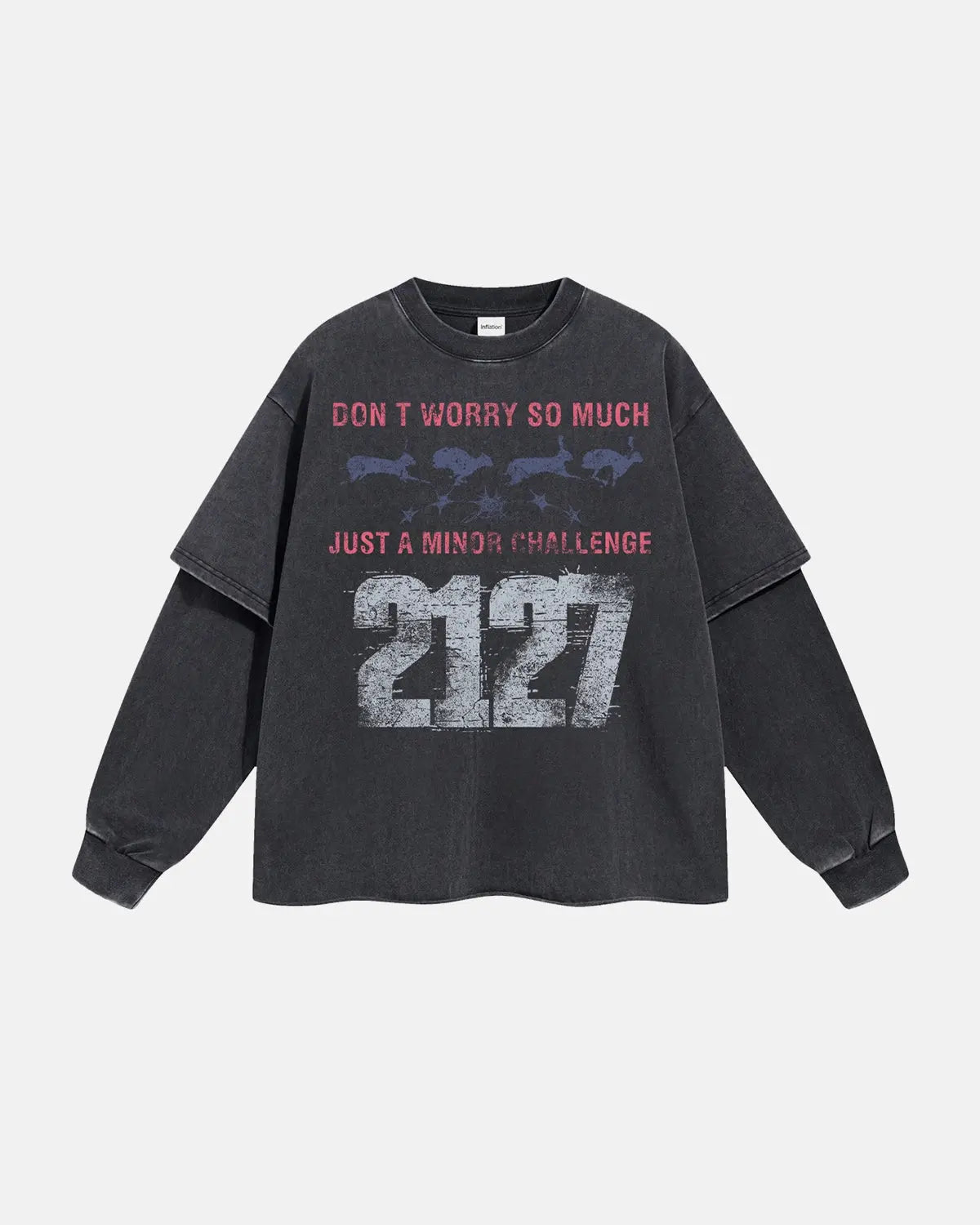 Black Acid Wash Layered Tees | Inflation Streetwear