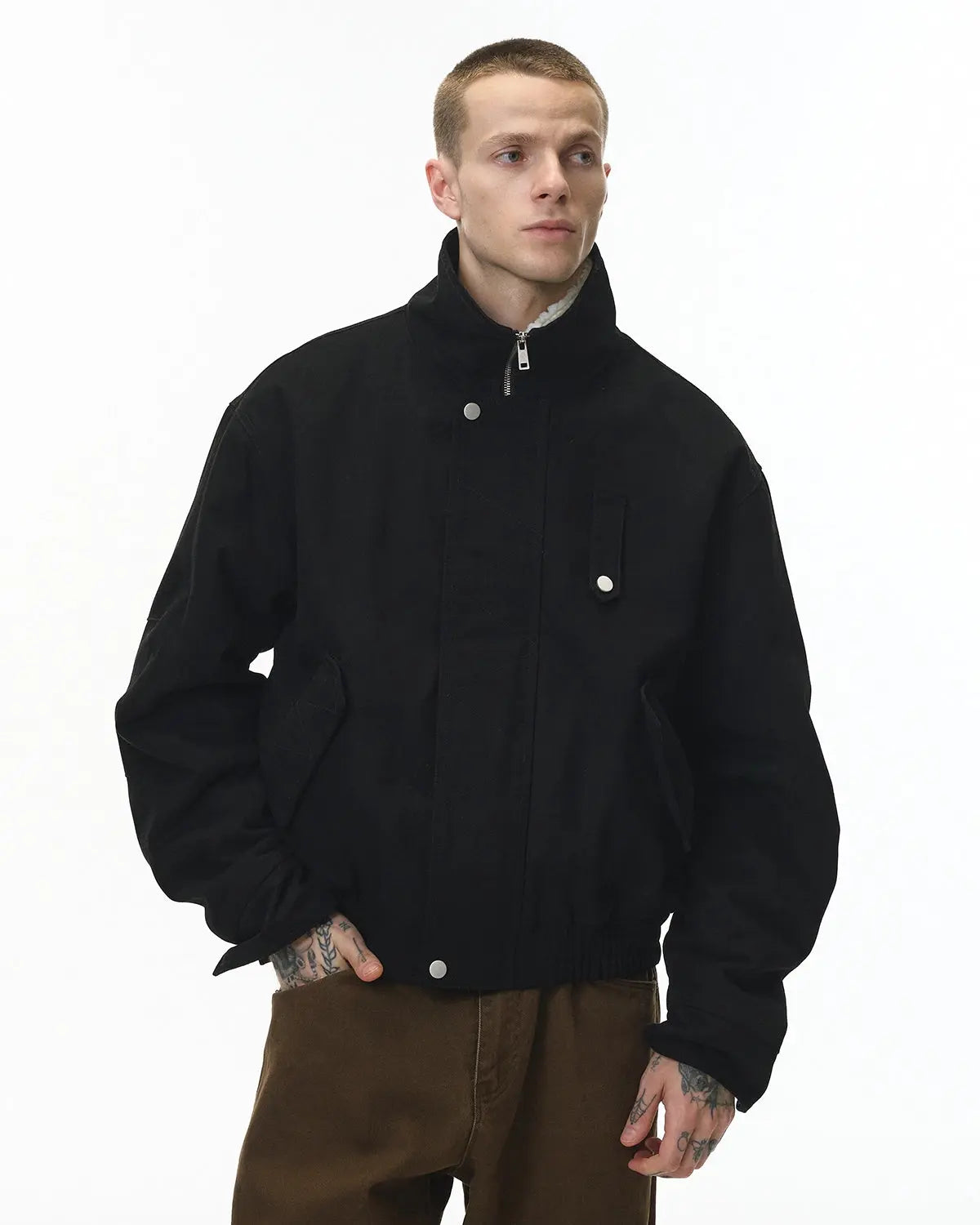 Faux Shearling Lining Lambswool Jacket | Inflation Streetwear