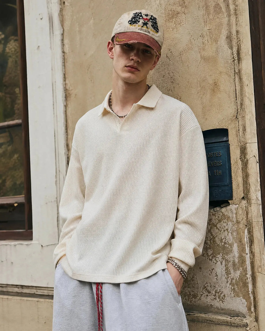 Waffle Long Sleeve Polo Shirts | Inflation Streetwear