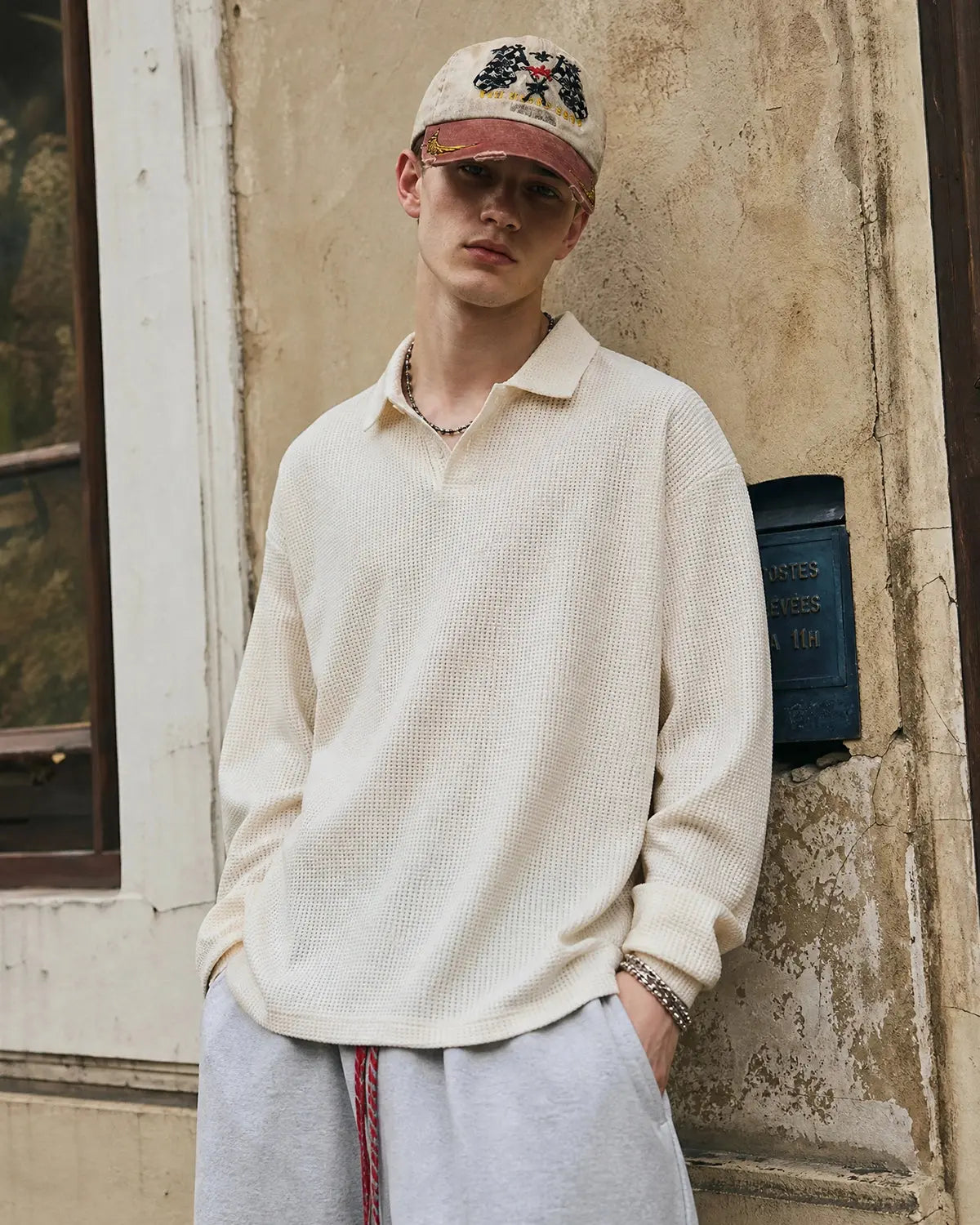 Waffle Long Sleeve Polo Shirts | Inflation Streetwear