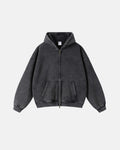 Acid Washed Distressed Fleece Zip Up Hoodies | Inflation Streetwear