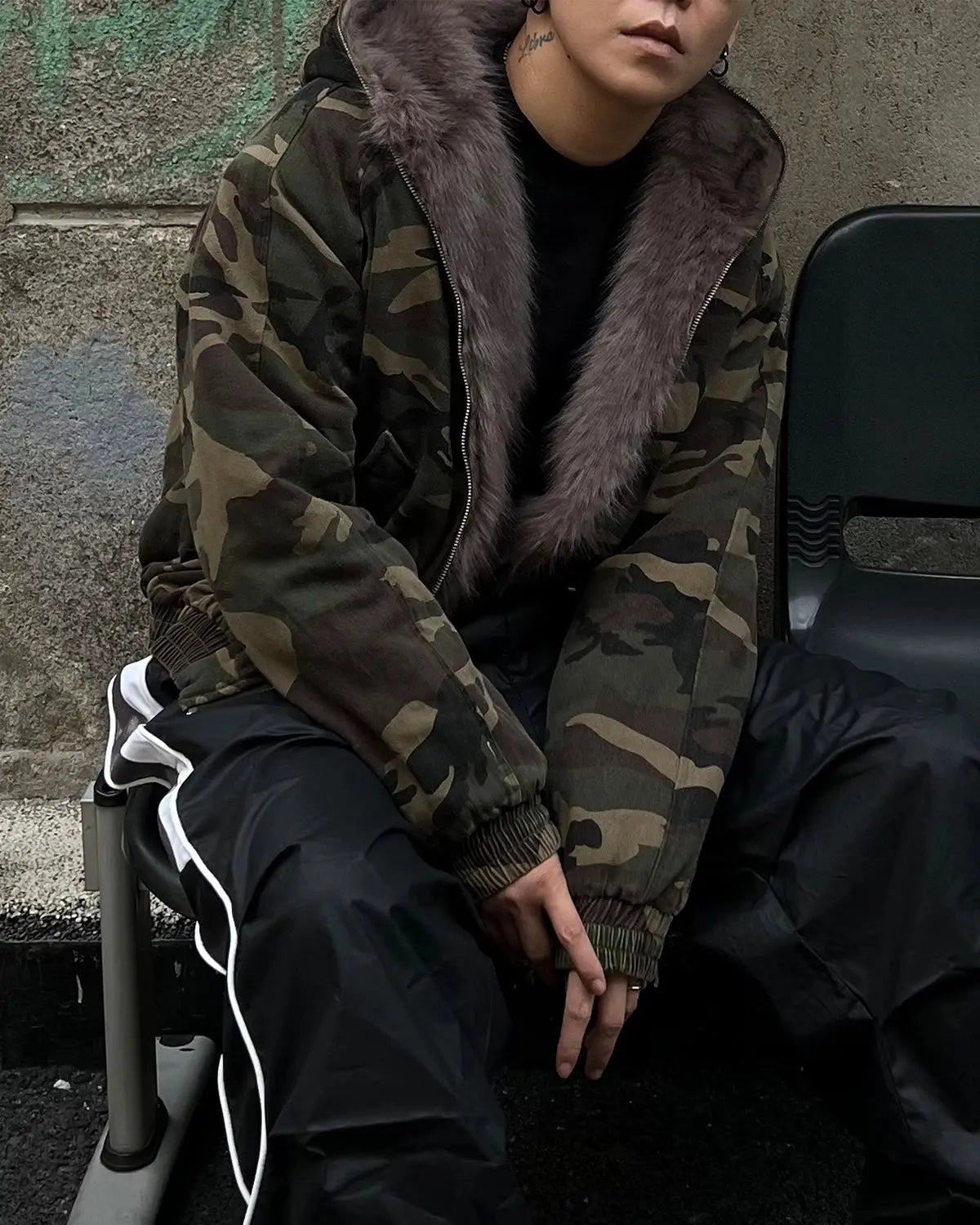 Camo Faux Fur Lined Bomber Jacket | Inflation Streetwear