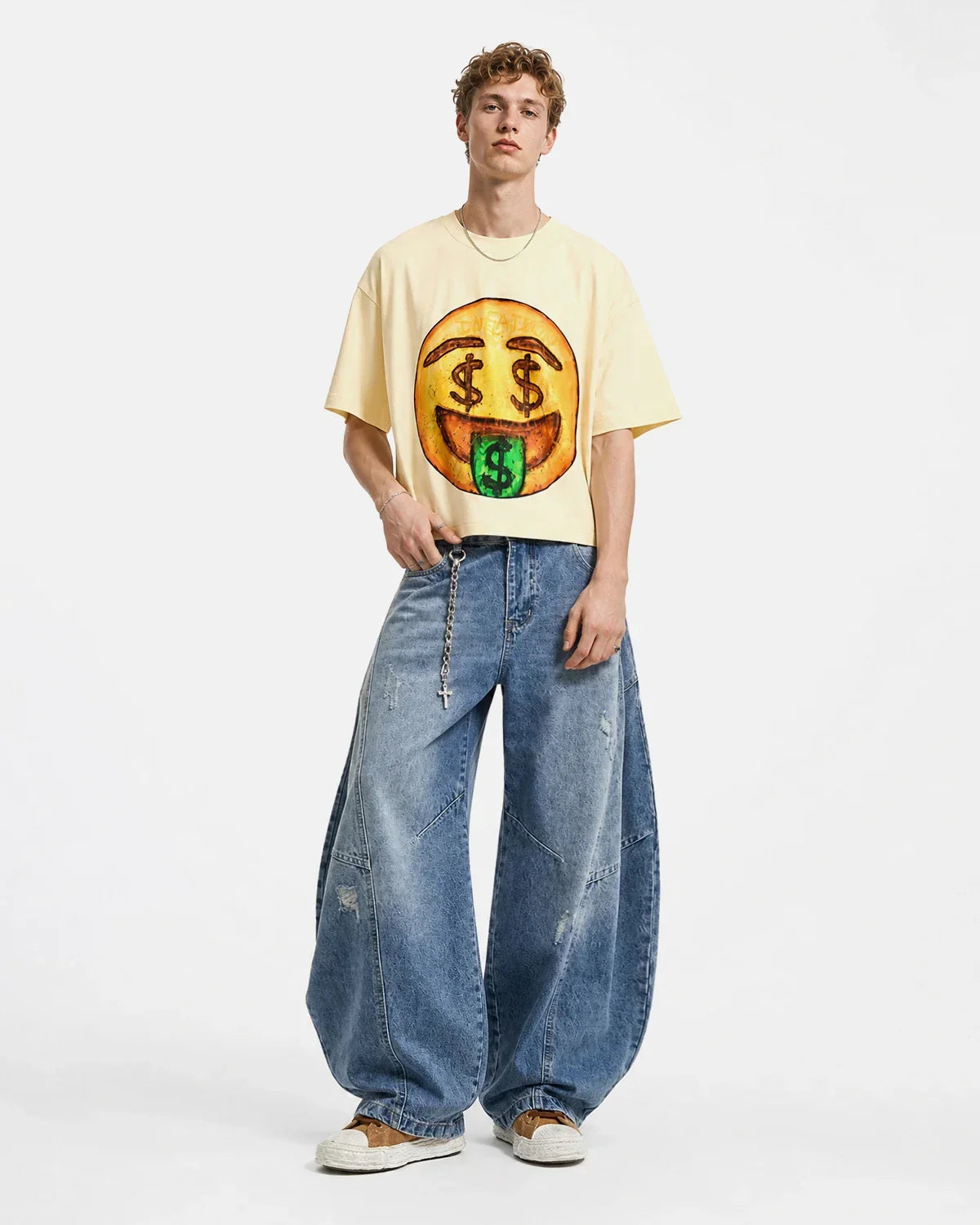 Acid Washed Distressed Barrel Jeans | Inflation Streetwear