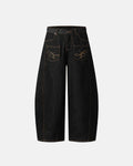 Pocket Embroidery Raw Barrel Jeans | Inflation Streetwear