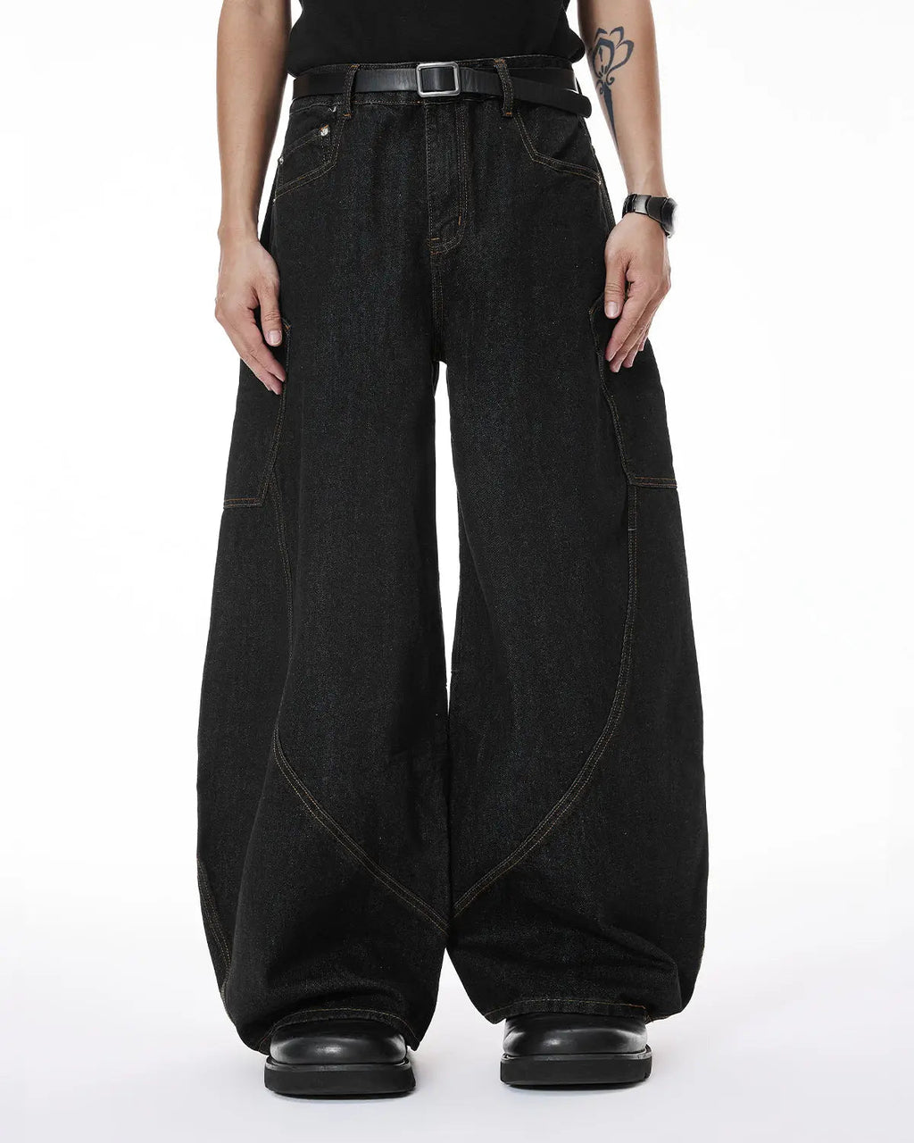 Colorful Rhinestone Raw Barrel Jeans | Inflation Streetwear