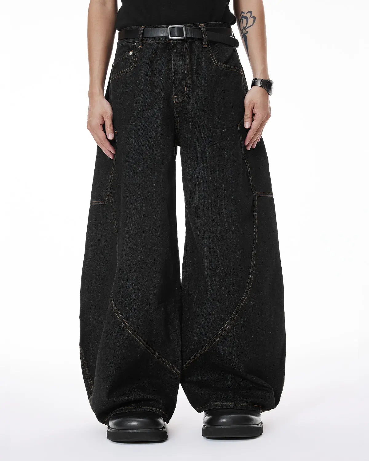 Colorful Rhinestone Raw Barrel Jeans | Inflation Streetwear