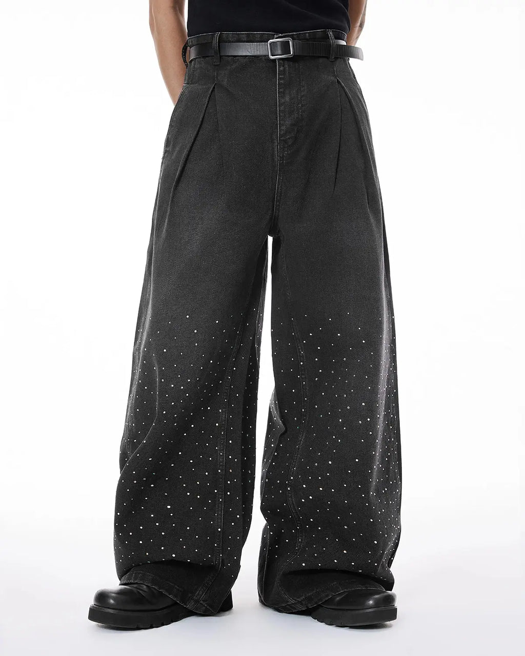 Acid Washed Rhinestone  Baggy Jeans | Inflation Streetwear