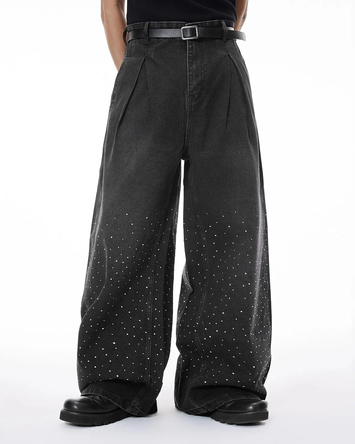 Acid Washed Rhinestone  Baggy Jeans | Inflation Streetwear