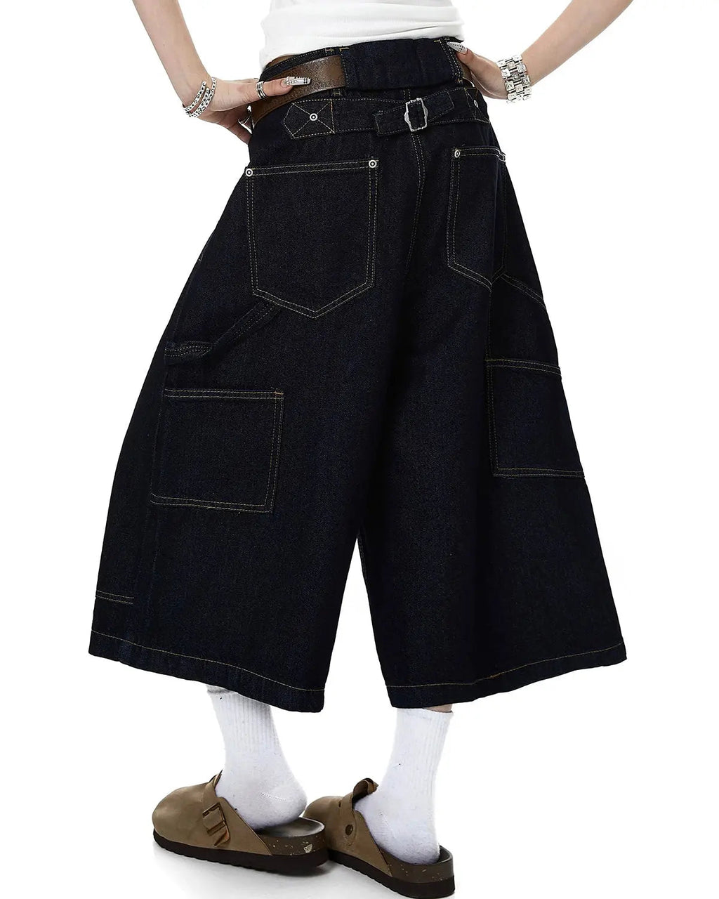 Deconstructed Wide leg Longline Jorts | Inflation Streetwear