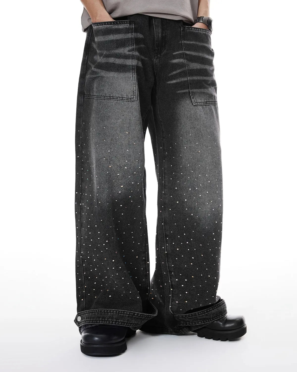 Colorful Rhinestone Wash Baggy Jeans | Inflation Streetwear