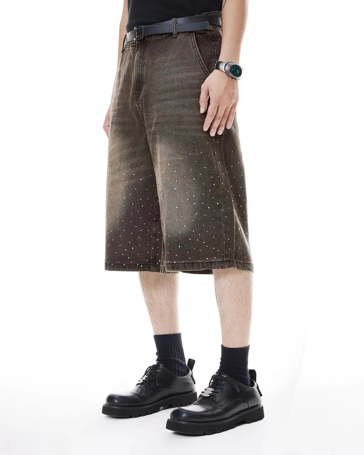 Colorful Rhinestone Washed Jeans Shorts | Inflation Streetwear