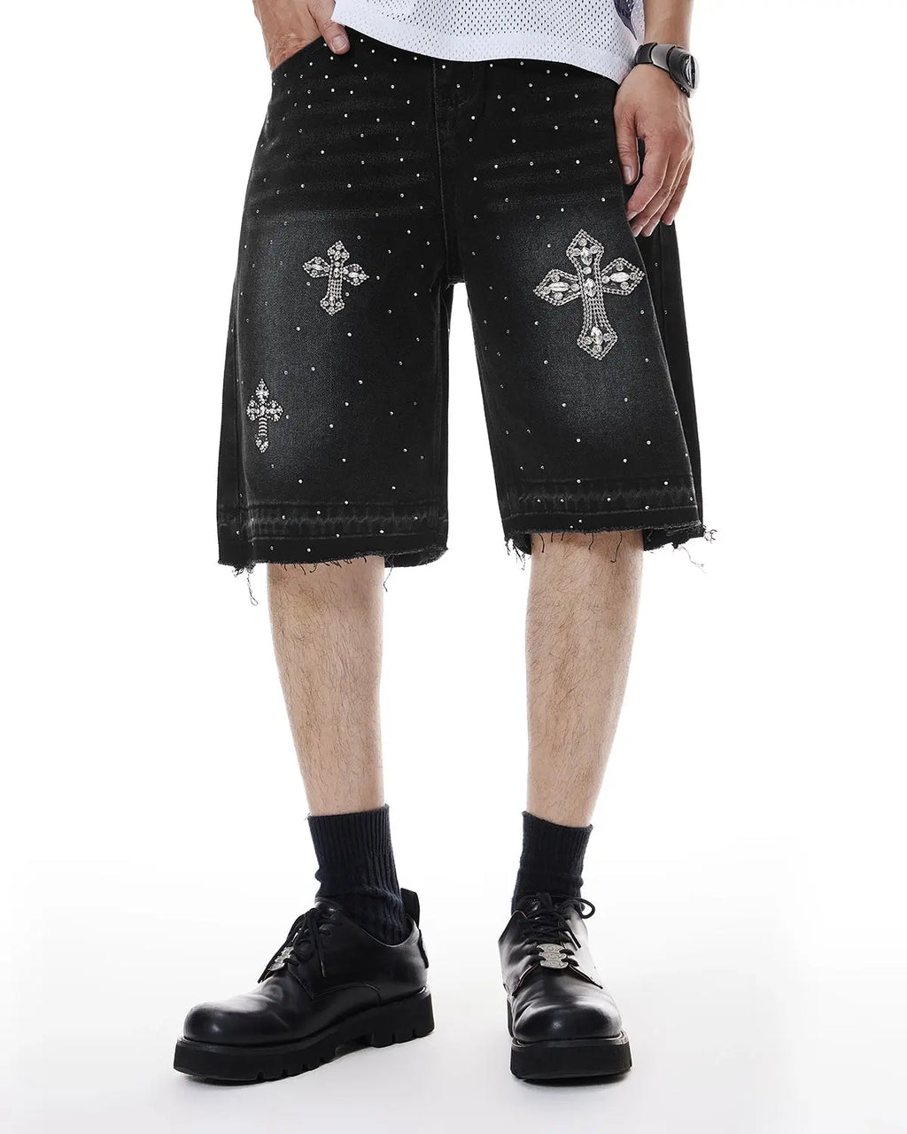 Rhinestone Straight Leg Jorts | Inflation Streetwear