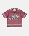 V-neck Graphic Mesh Jersey | Inflation Streetwear