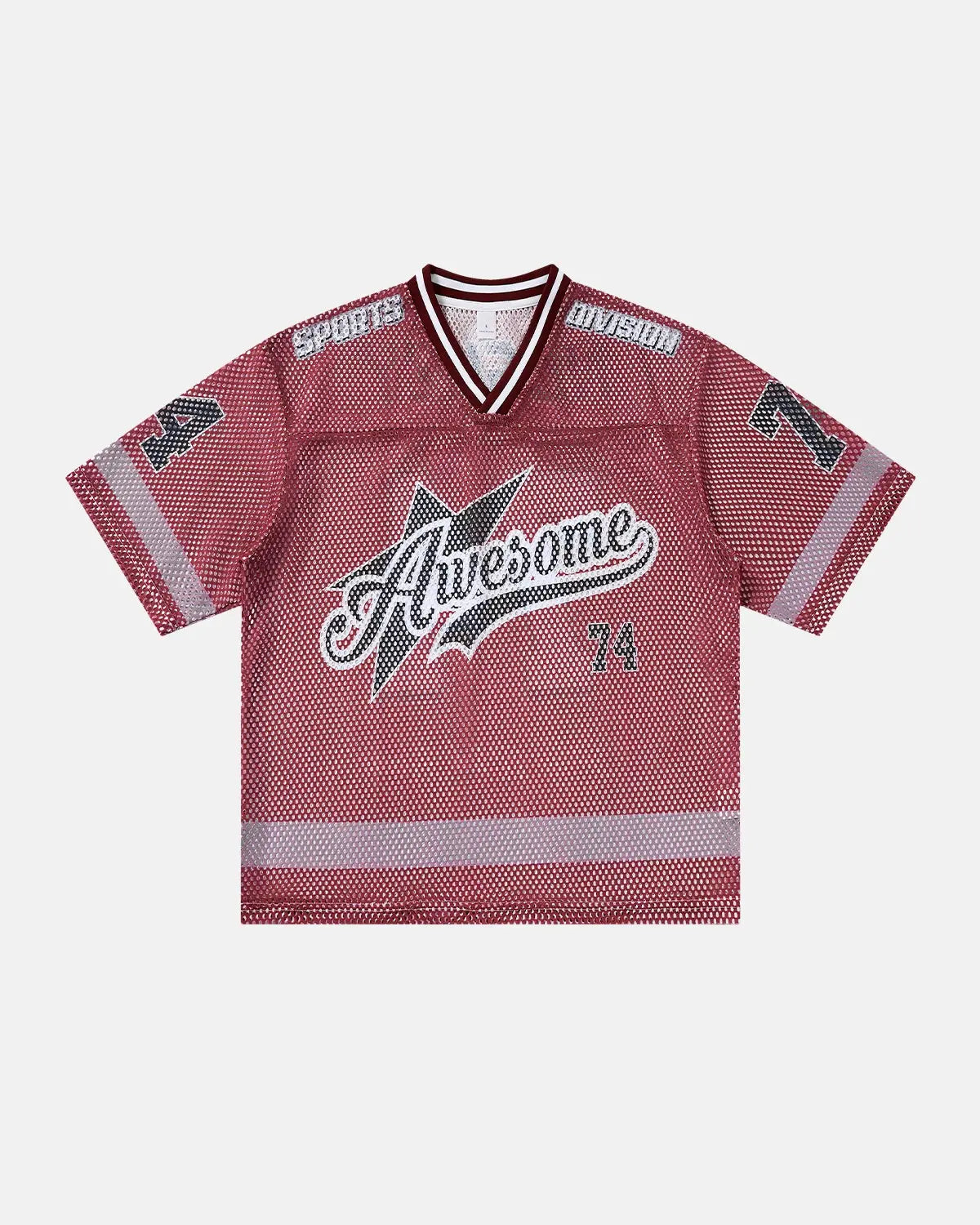 V-neck Graphic Mesh Jersey | Inflation Streetwear