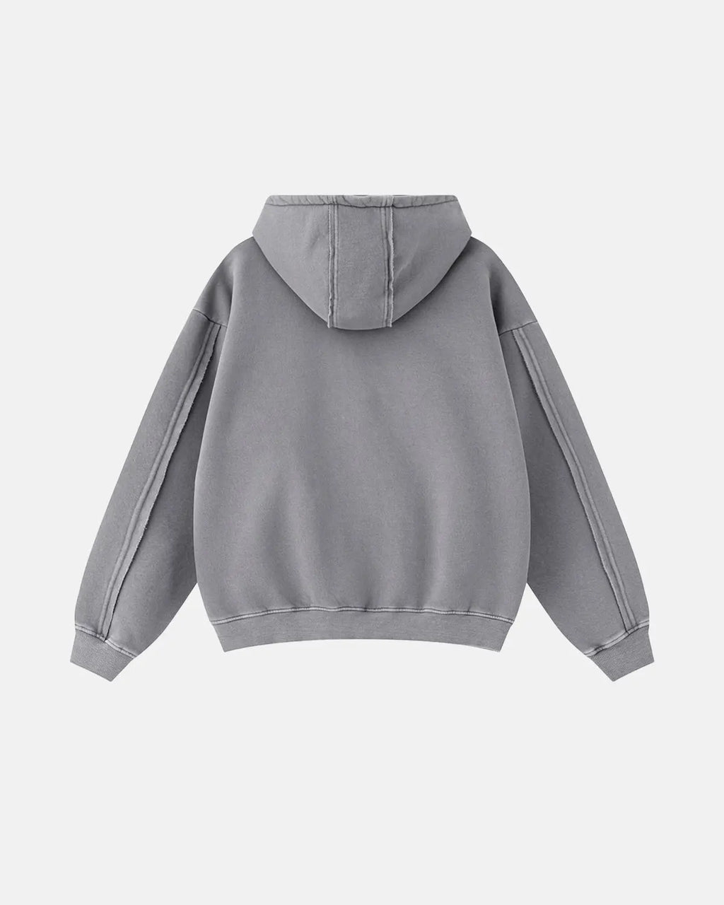Washed Raw Edge Boxy Zip Up Hoodie | Inflation Streetwear
