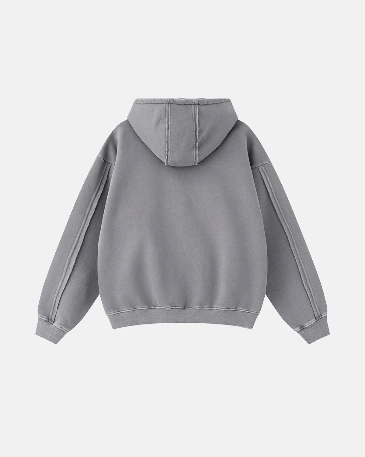 Washed Raw Edge Boxy Zip Up Hoodie | Inflation Streetwear