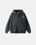 Distressed Washed Rhinestone Zip Up Hoodies | Inflation Streetwear