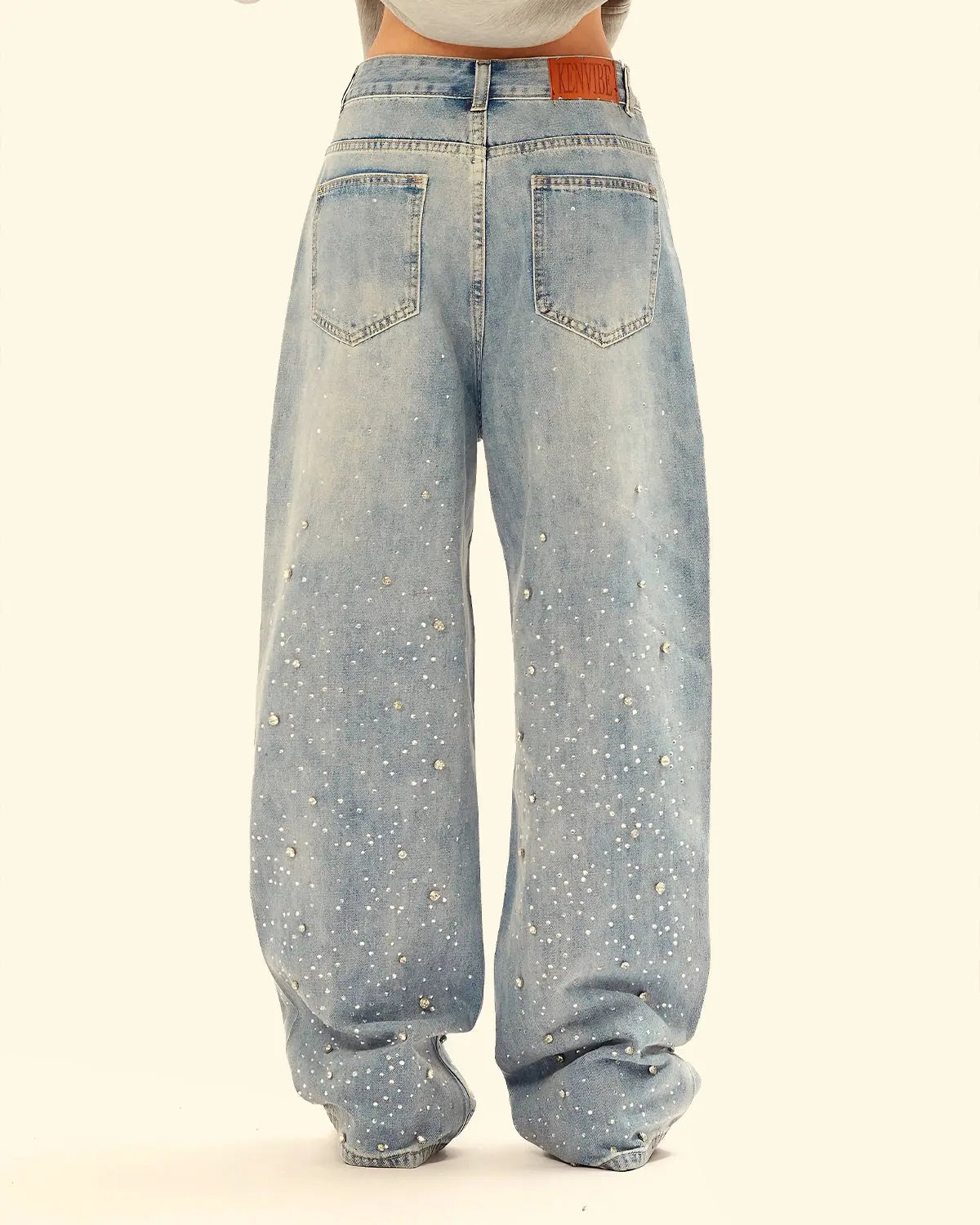 Studded Rhinestone Baggy Jeans | Inflation Streetwear