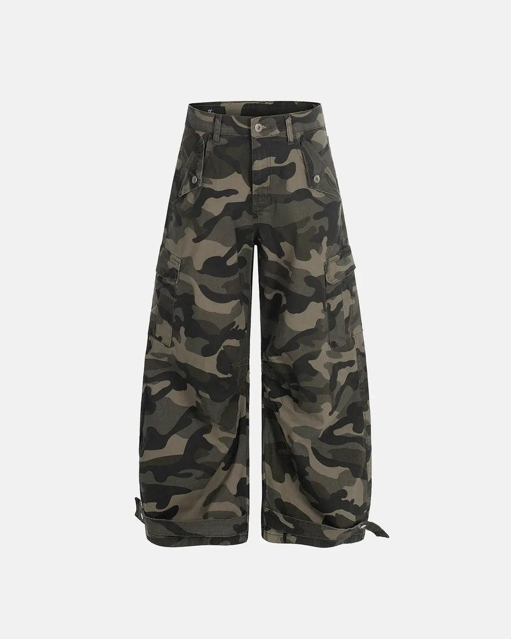 Multi-pockets Camo Barrel Cargo Pants | Inflation Streetwear