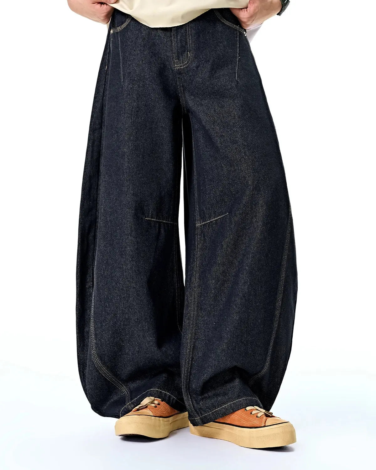 INFLATION Raw Color Barrel Baggy Jeans
