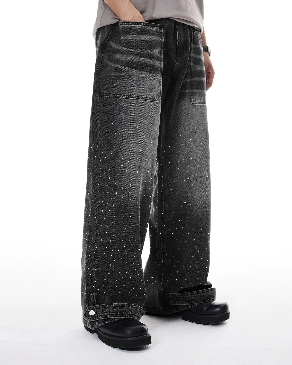 Colorful Rhinestone Wash Baggy Jeans | Inflation Streetwear