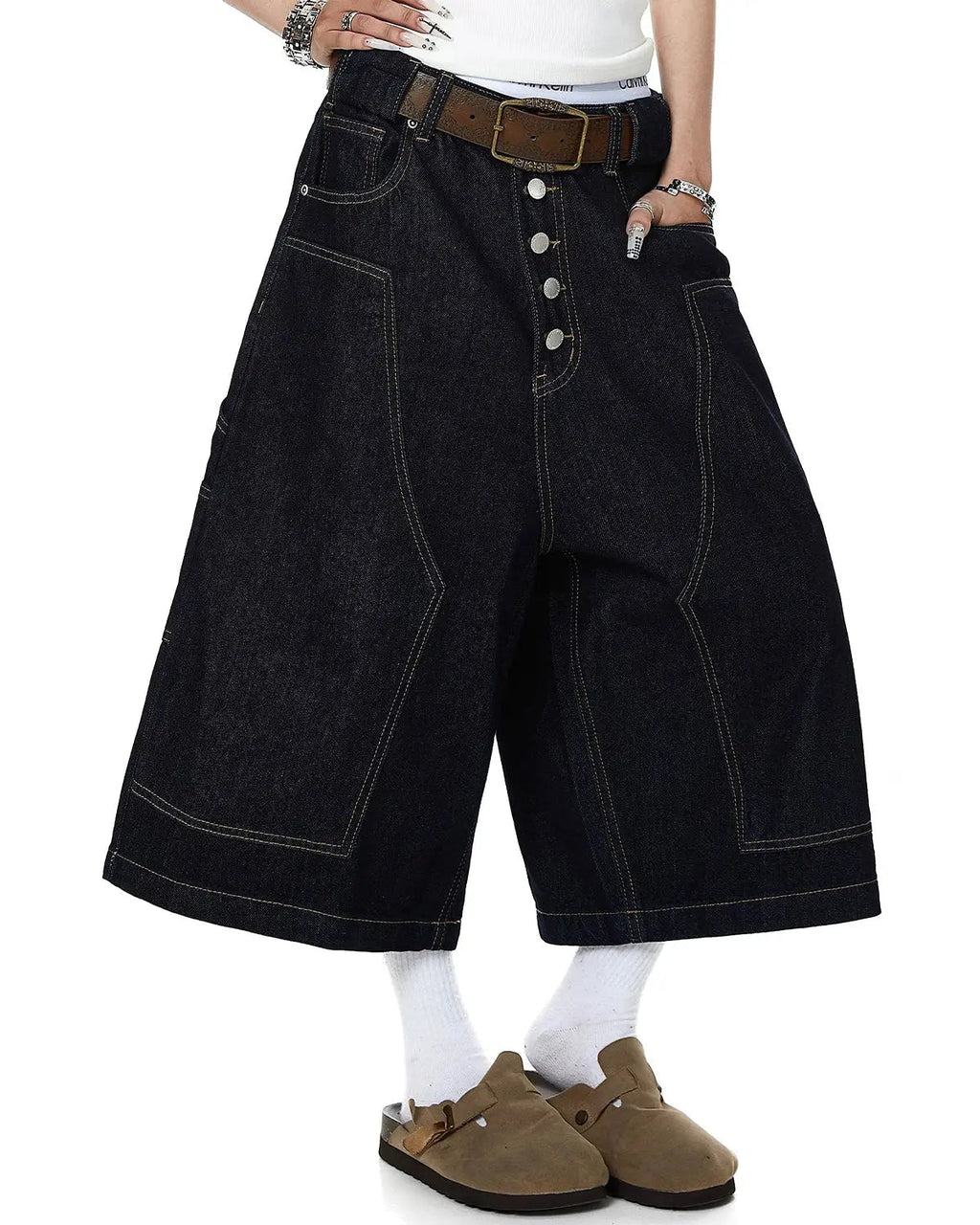 Deconstructed Wide leg Longline Jorts | Inflation Streetwear