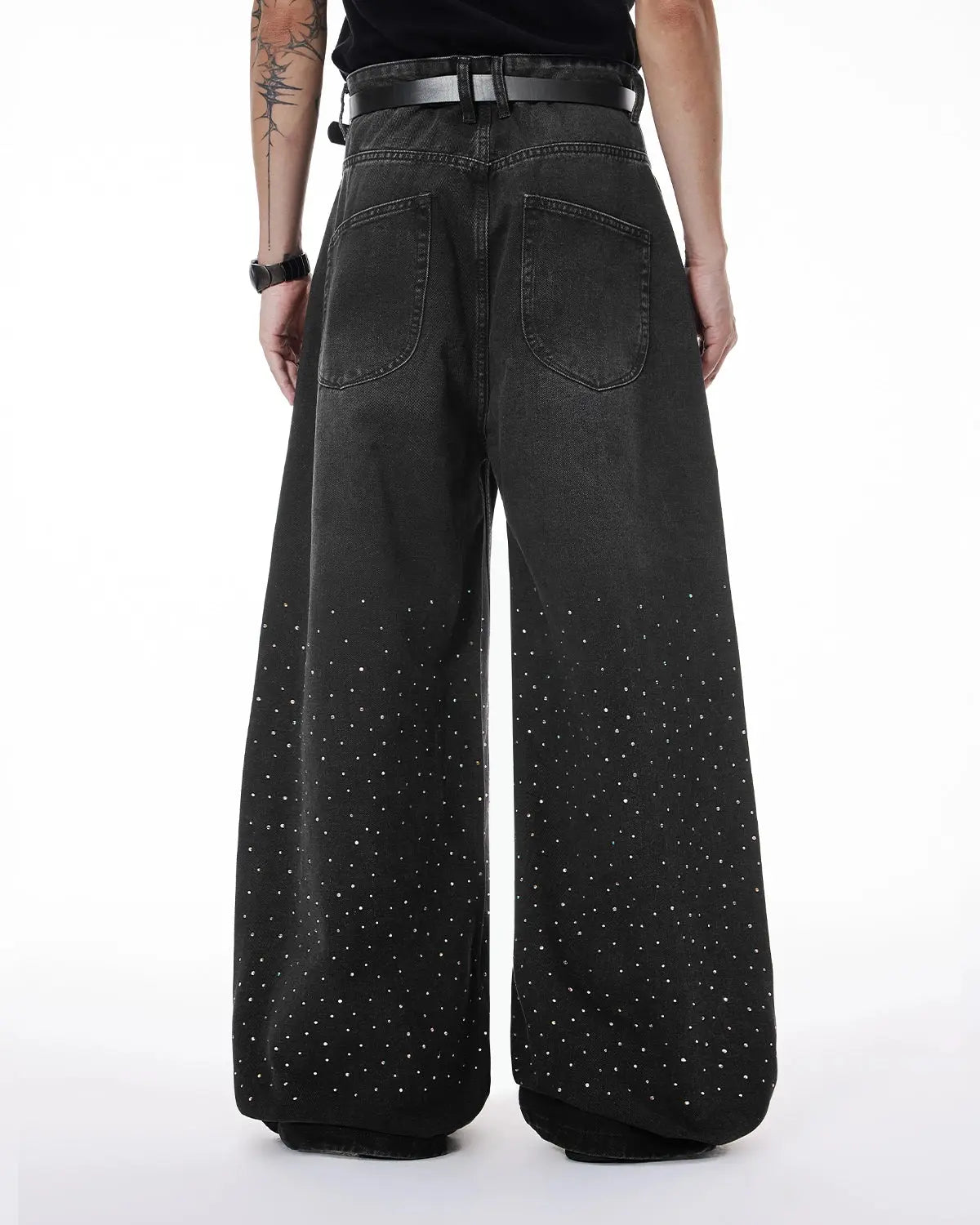 Acid Washed Rhinestone  Baggy Jeans | Inflation Streetwear