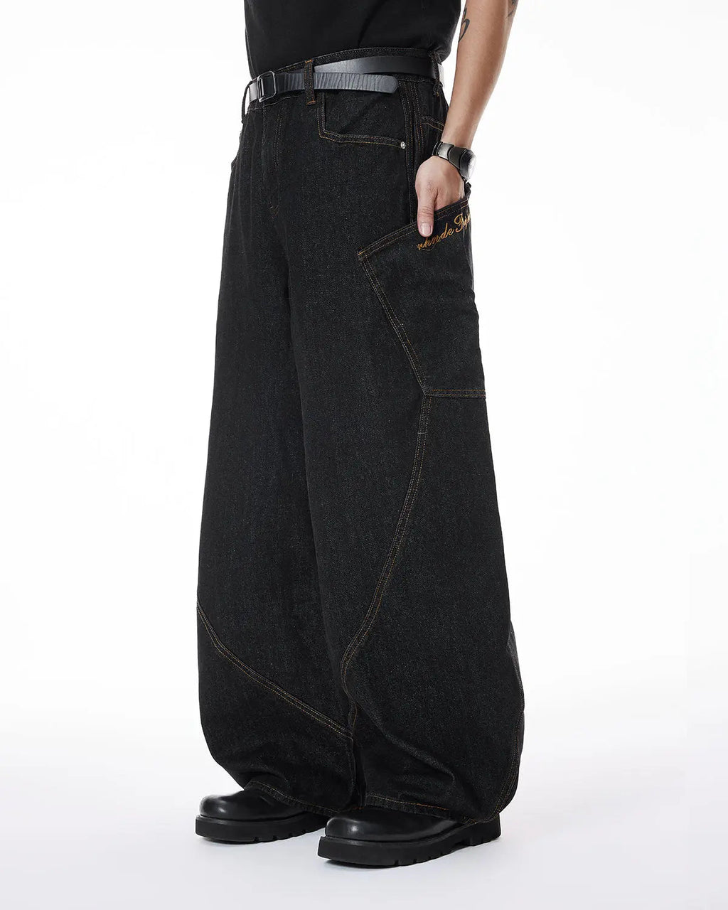 Colorful Rhinestone Raw Barrel Jeans | Inflation Streetwear