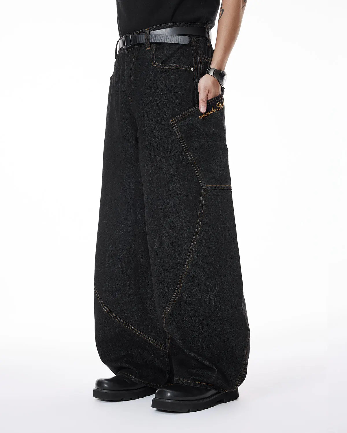 Colorful Rhinestone Raw Barrel Jeans | Inflation Streetwear