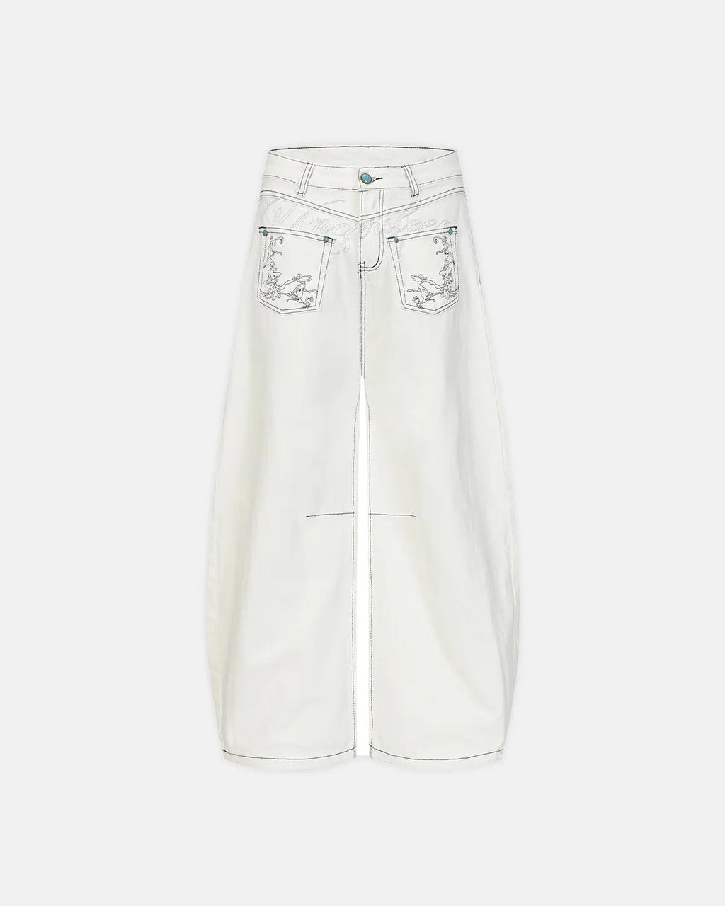 Graphic Embroidered Washed Barrel Jeans | Inflation Streetwear